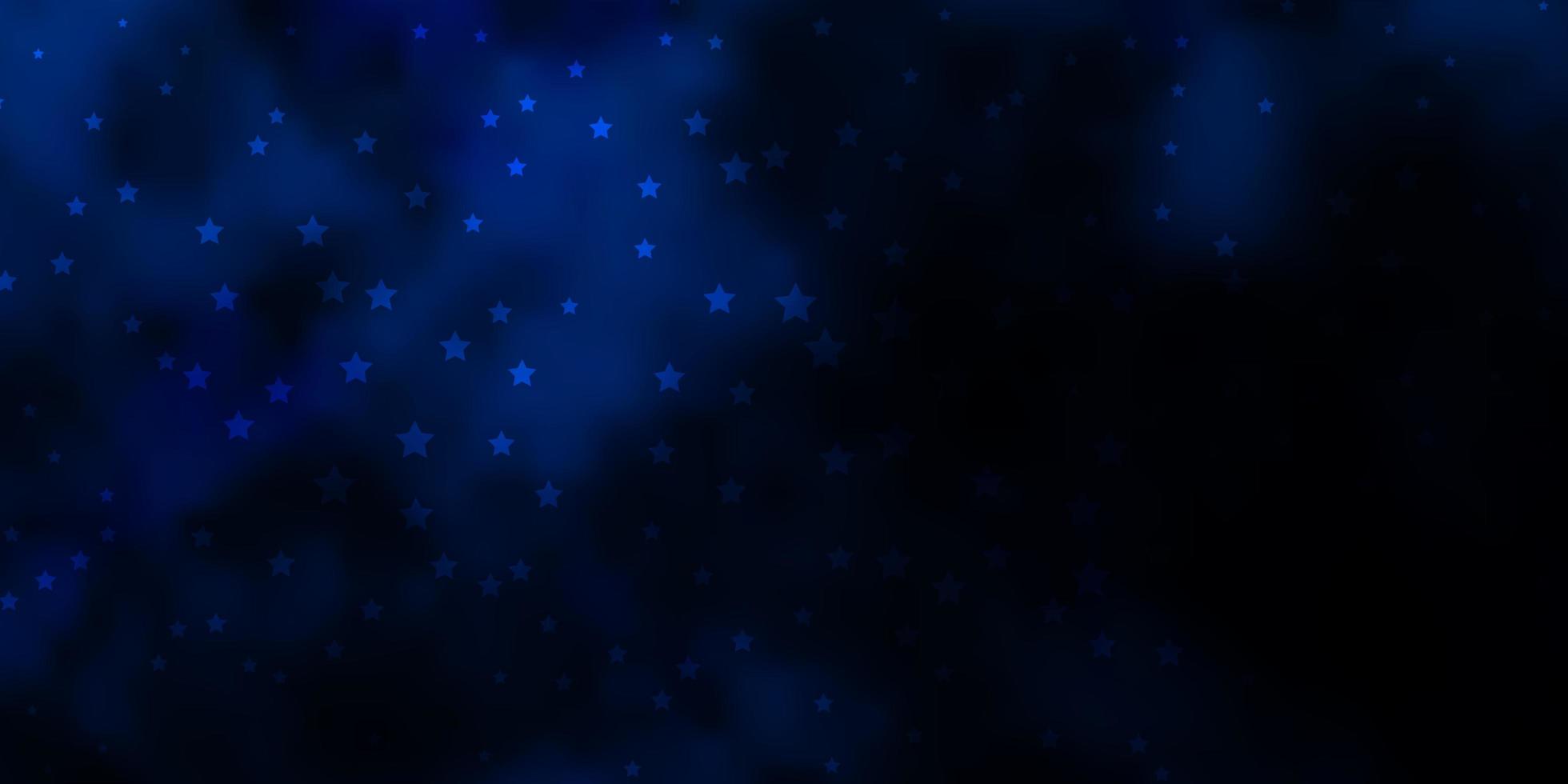 Fondo de vector azul oscuro con estrellas pequeñas y grandes diseño decorativo borroso en estilo simple con patrón de estrellas para páginas de destino de sitios web