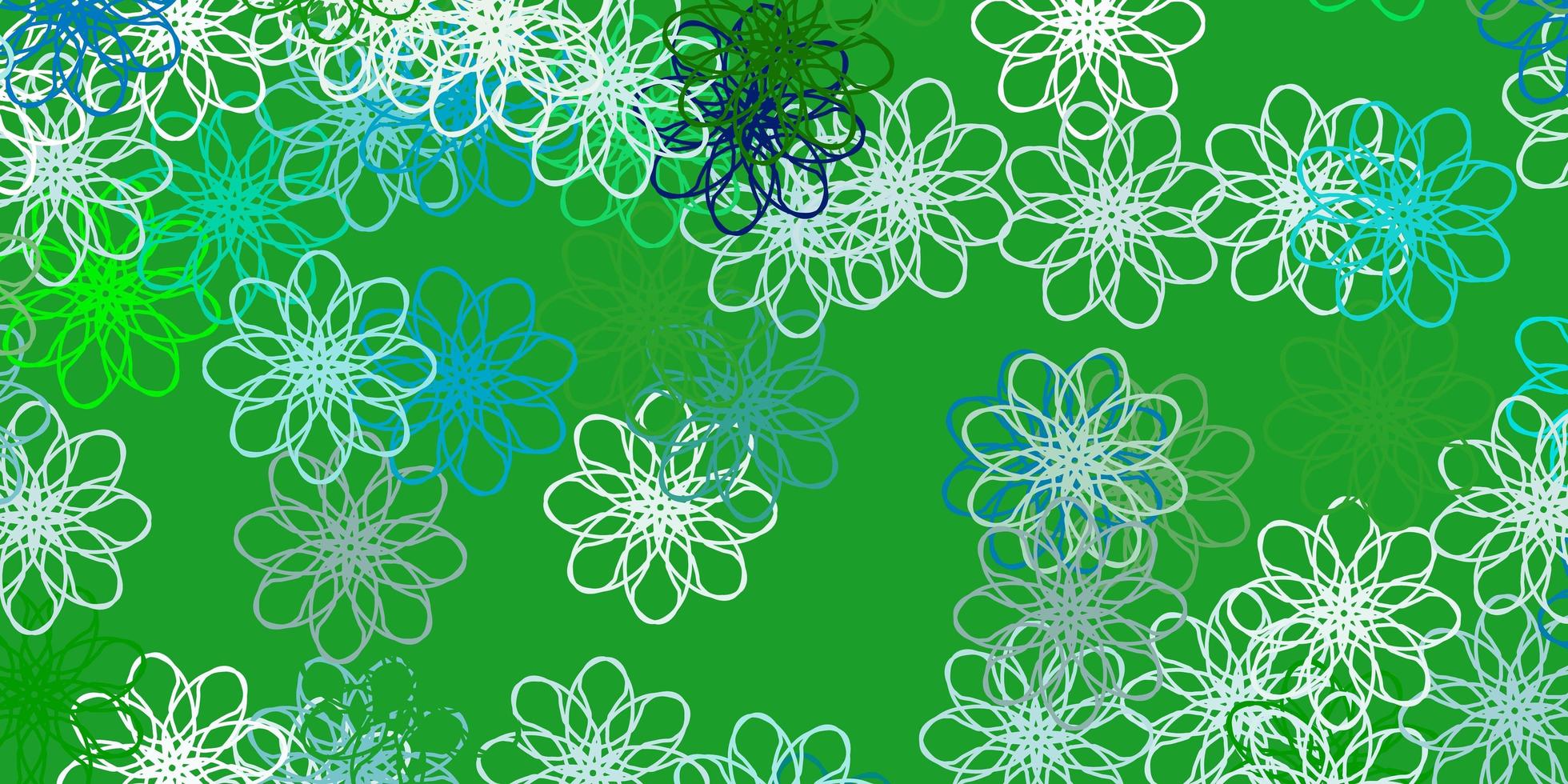 Plantilla de doodle de vector amarillo azul claro con flores