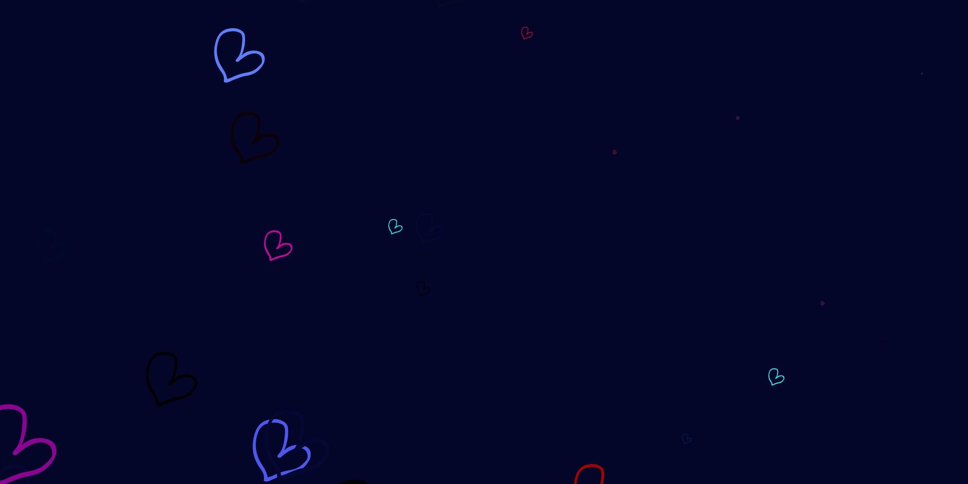 Light Multicolor vector template with doodle hearts