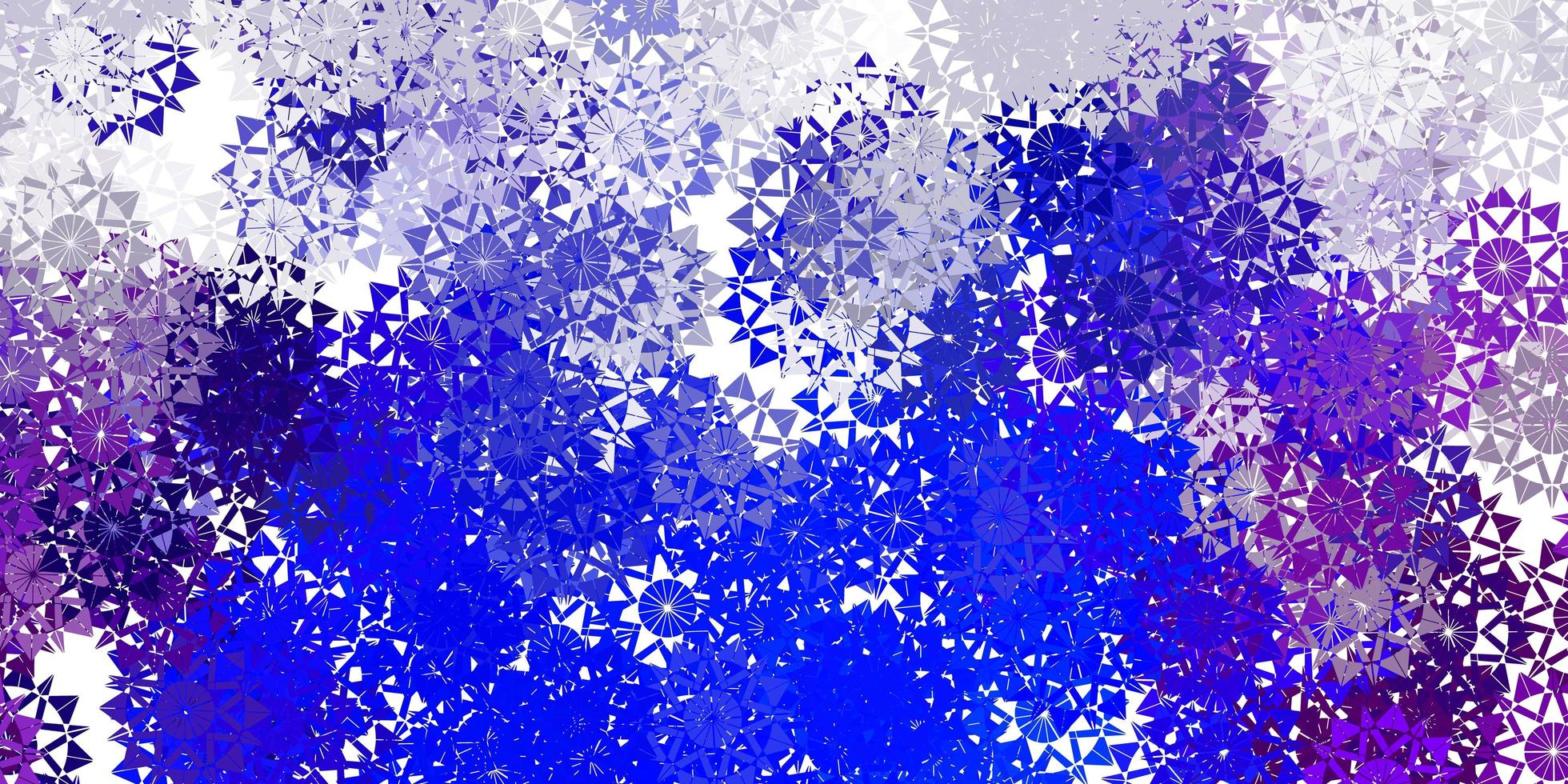 textura de vector azul rosa claro con copos de nieve brillantes