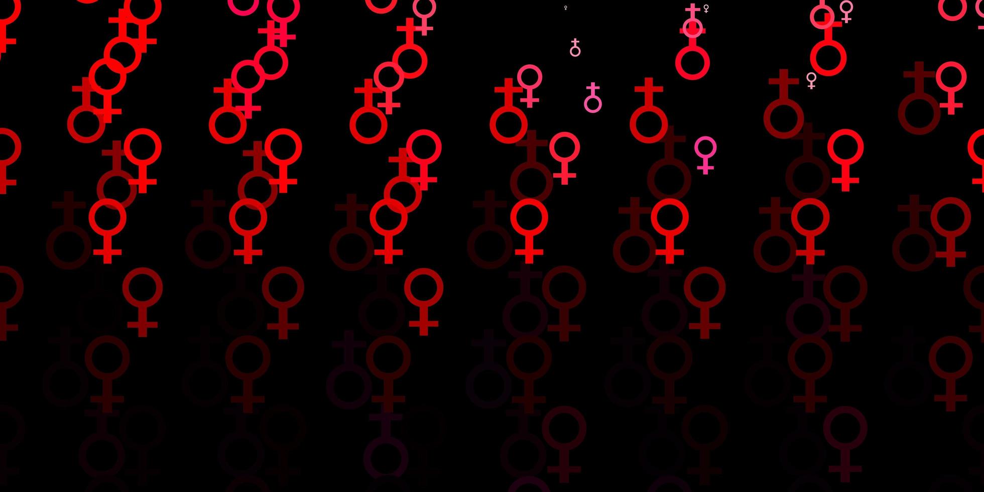 Fondo de vector rojo rosa claro con símbolos de poder de mujer