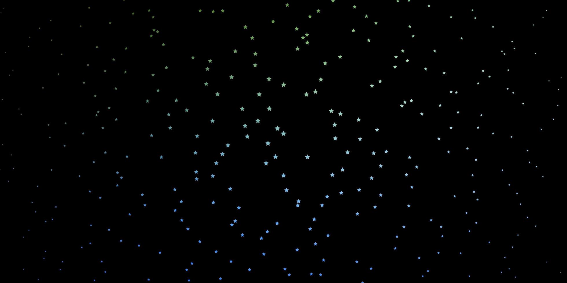 Fondo de vector verde azul oscuro con estrellas de colores brillantes ilustración colorida con patrón de estrellas pequeñas y grandes para envolver regalos