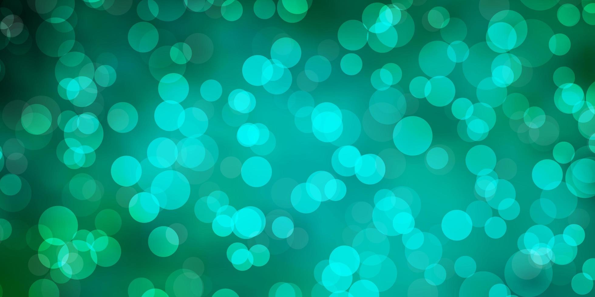 Fondo de vector verde claro con ilustración de manchas con conjunto de patrón de esferas abstractas de colores brillantes para cortinas de papel tapiz
