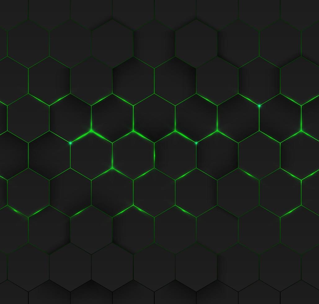 Concepto de tecnología futurista de fondo hexagonal verde abstracto vector