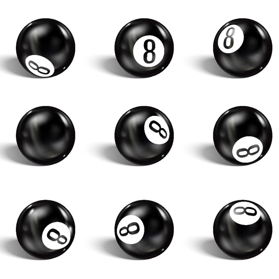 Set of realistic 8 ball Isolated on a white background vector