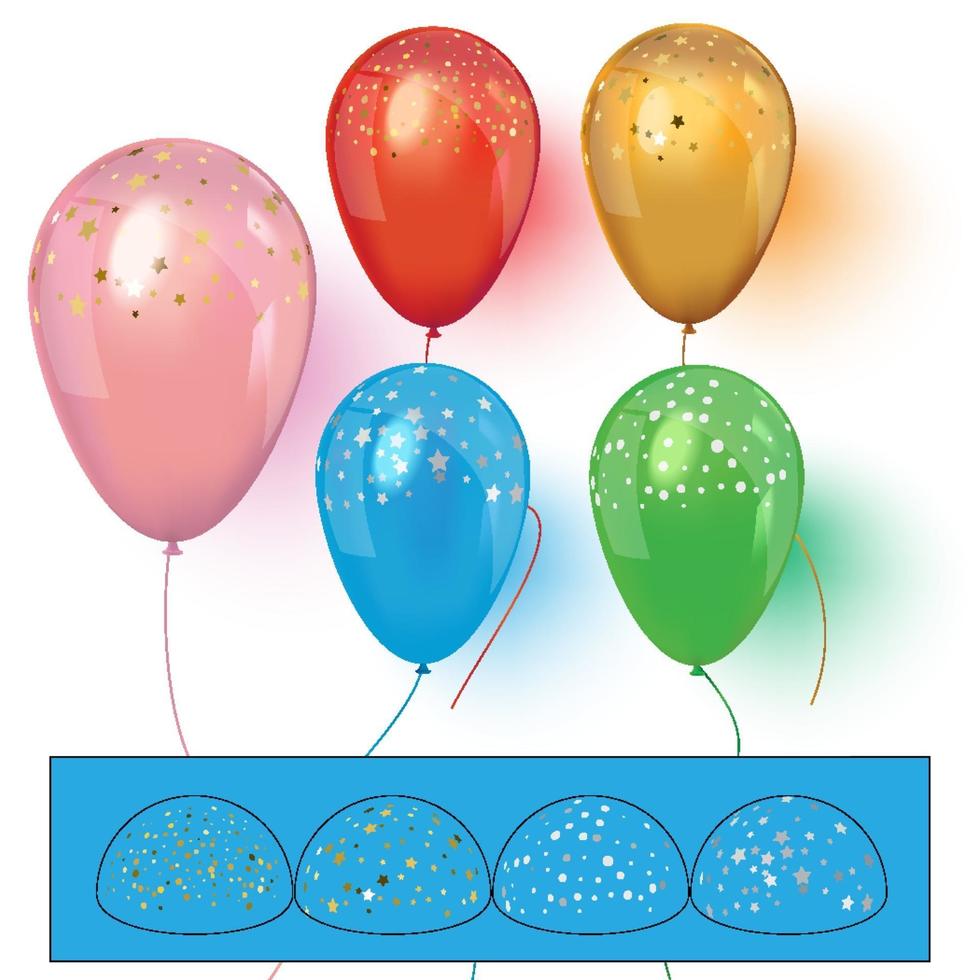 Realistic colorful balloons with confetti Realistic vector