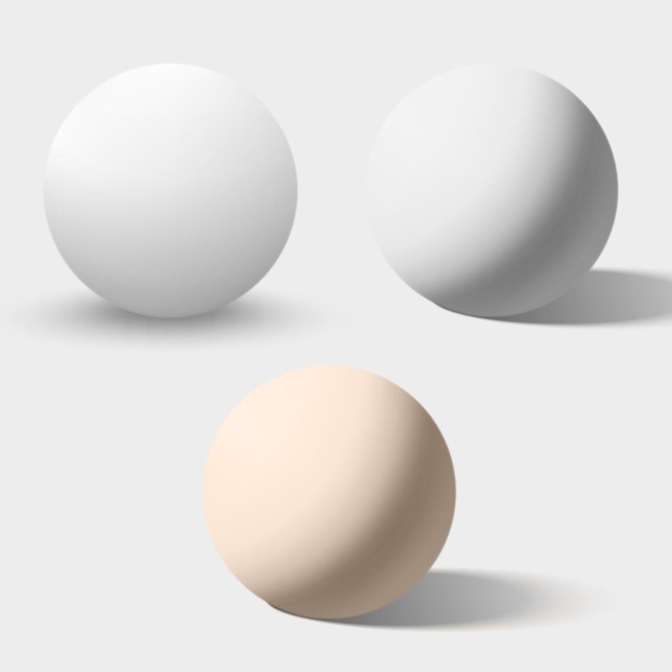 White and cream realistic spheres isolated on white vector