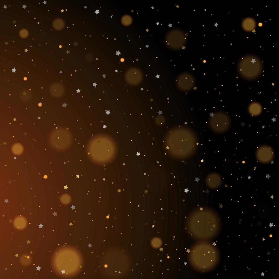 Gold bokeh shiny glittering golden and silver stars vector