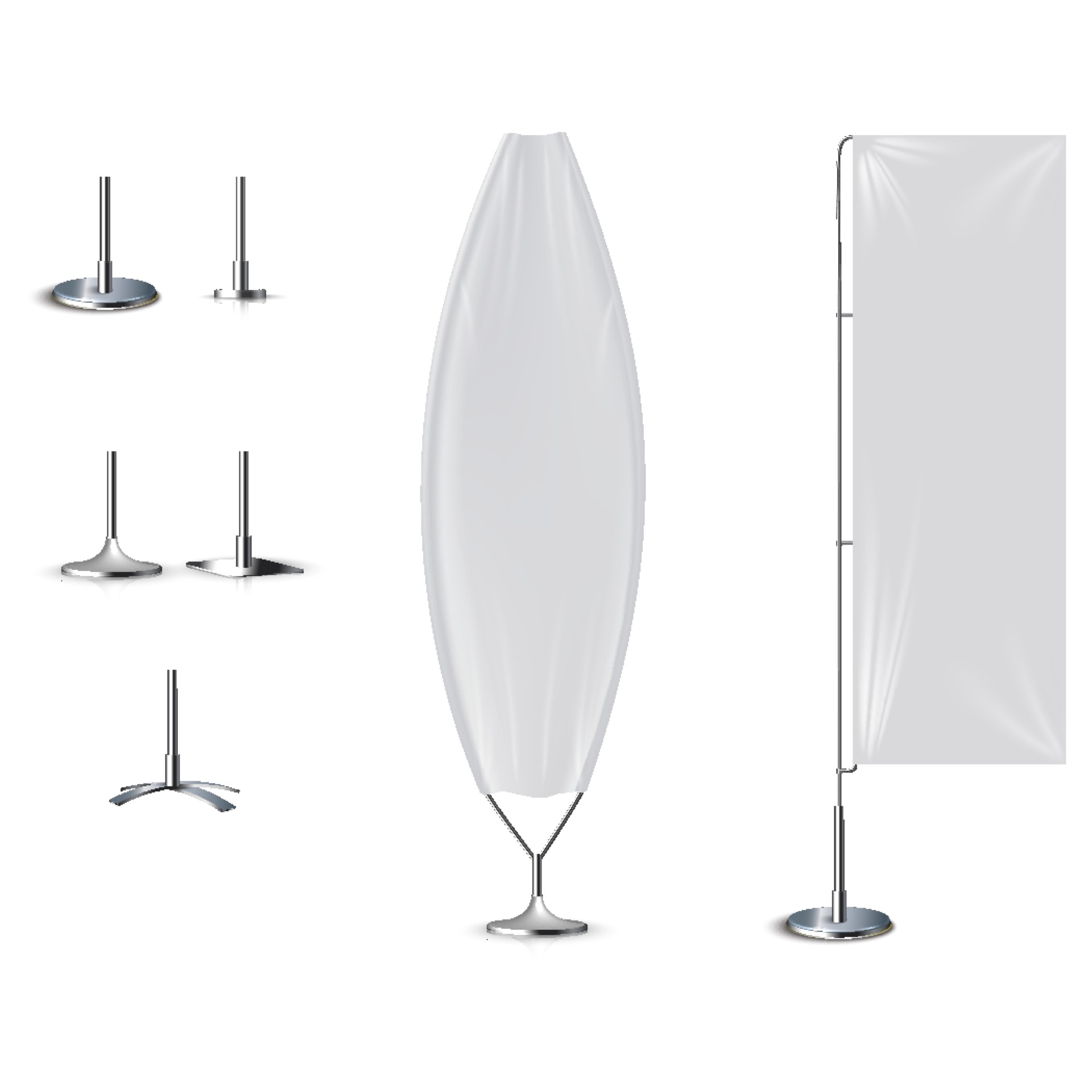 Download Realistic Banner Flag 3d Mockup On White Backdrop 2627934 Vector Art At Vecteezy