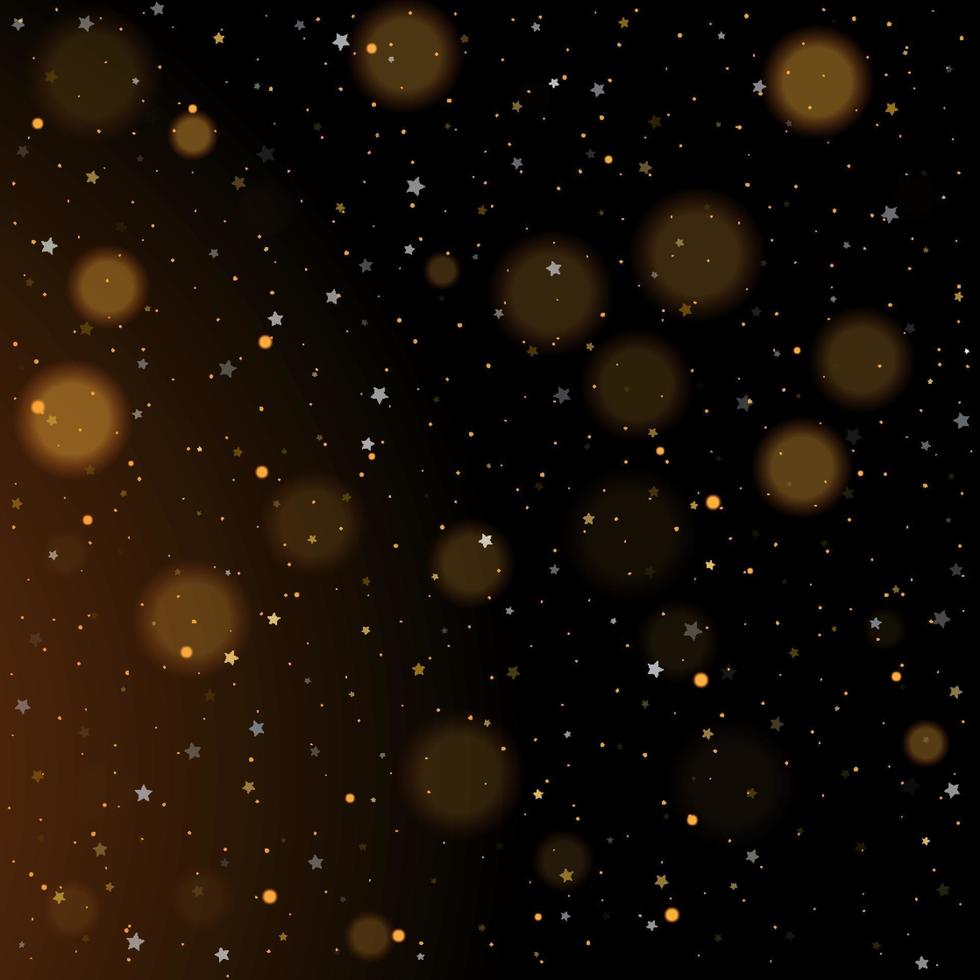 Gold bokeh shiny glittering golden and silver stars vector