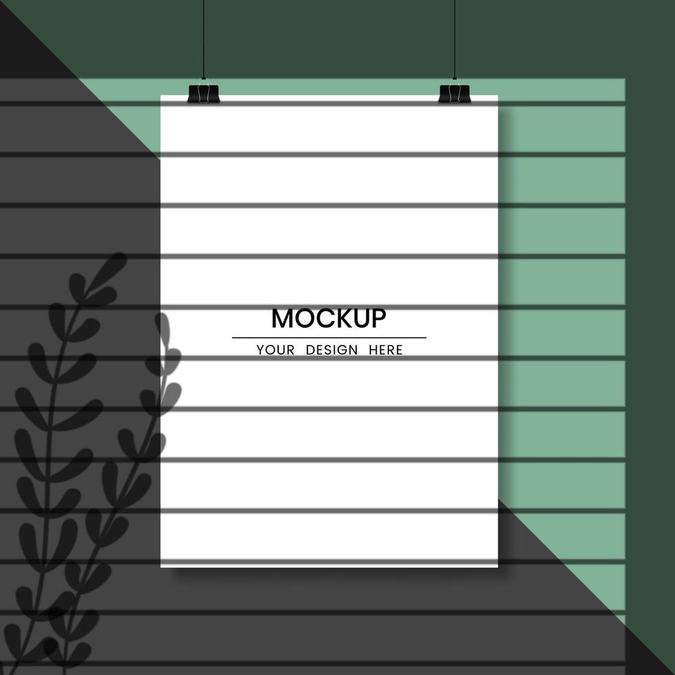 Blank hanging white paper with shadow overlay effect vector