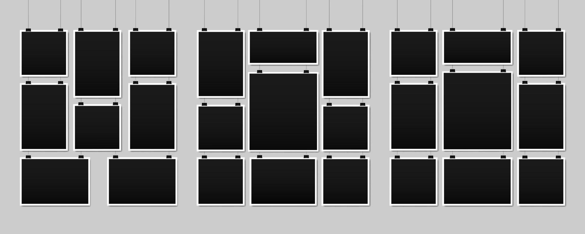 Blank hanging photo frames collection vector