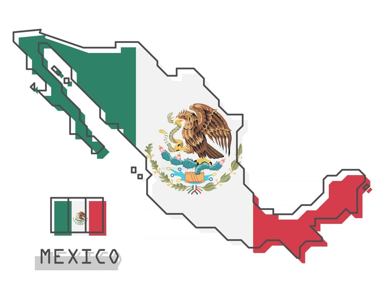 mapa y bandera de mexico. diseño de dibujos animados de línea simple  moderna. vector. 2628062 Vector en Vecteezy