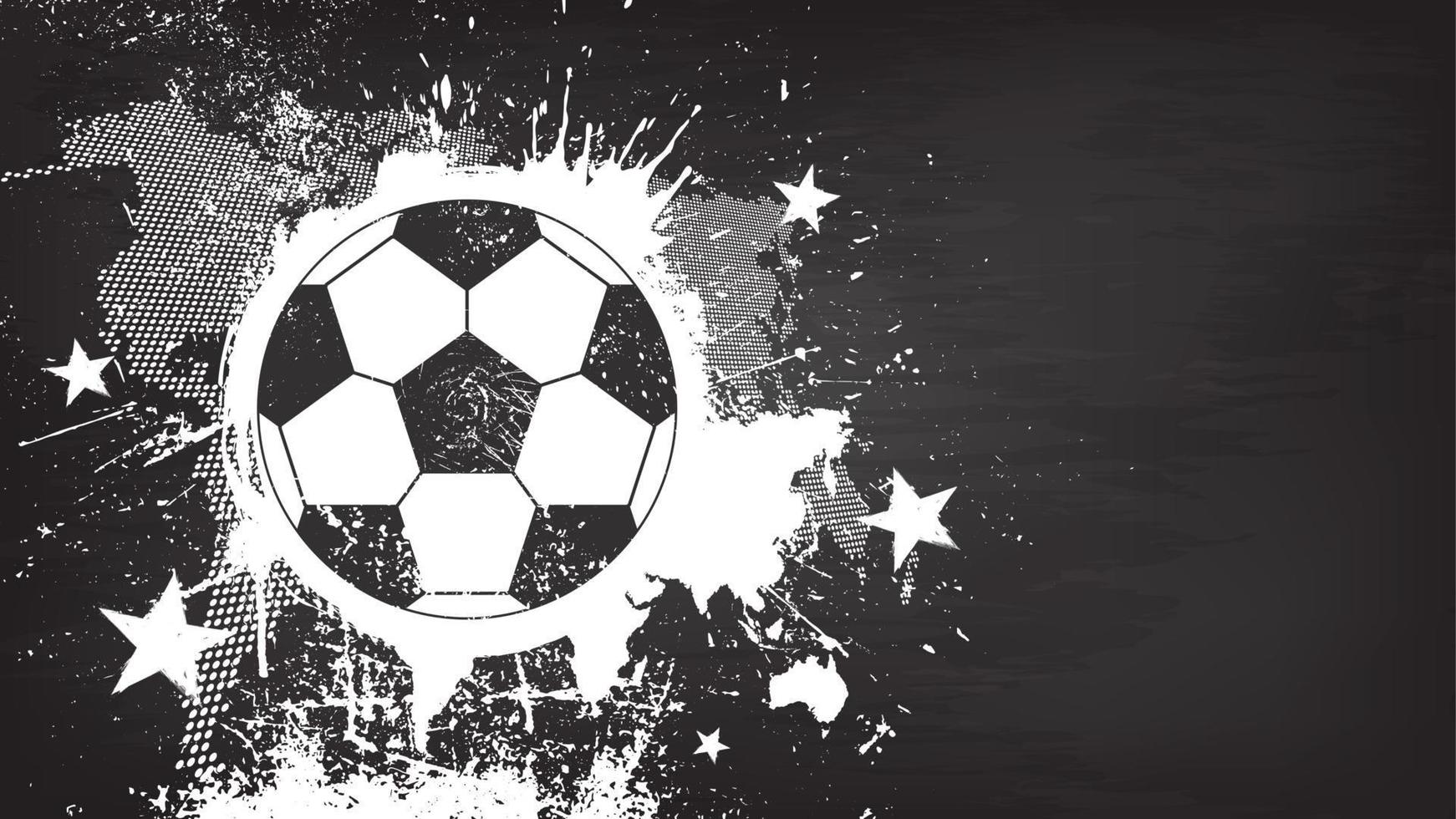 Grunge abstract football background with world map and dust particle on blackboard texture . Flat design . Vector for international world championship tournament cup 2018 .