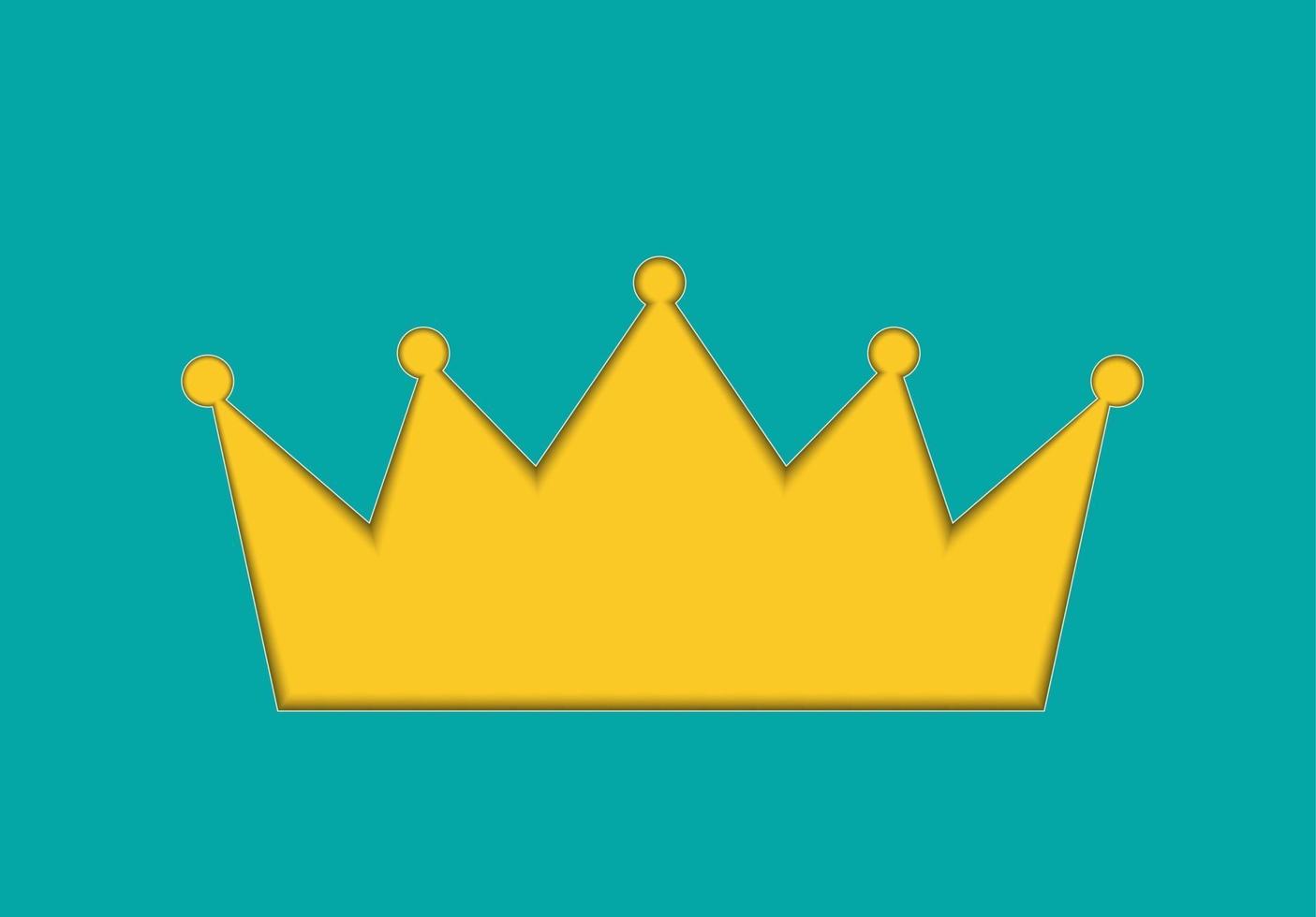 Paper cut crown on green background vector