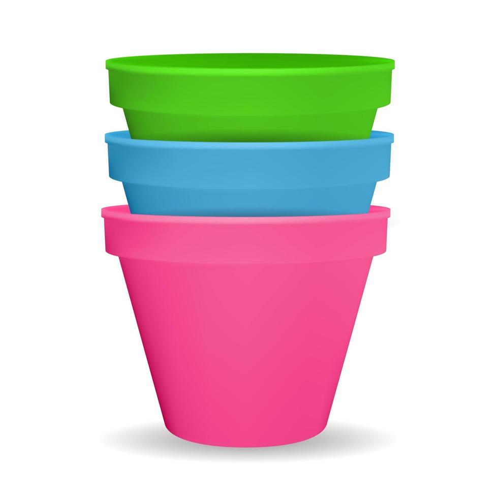 Realistic 3d flower pot. design element vector