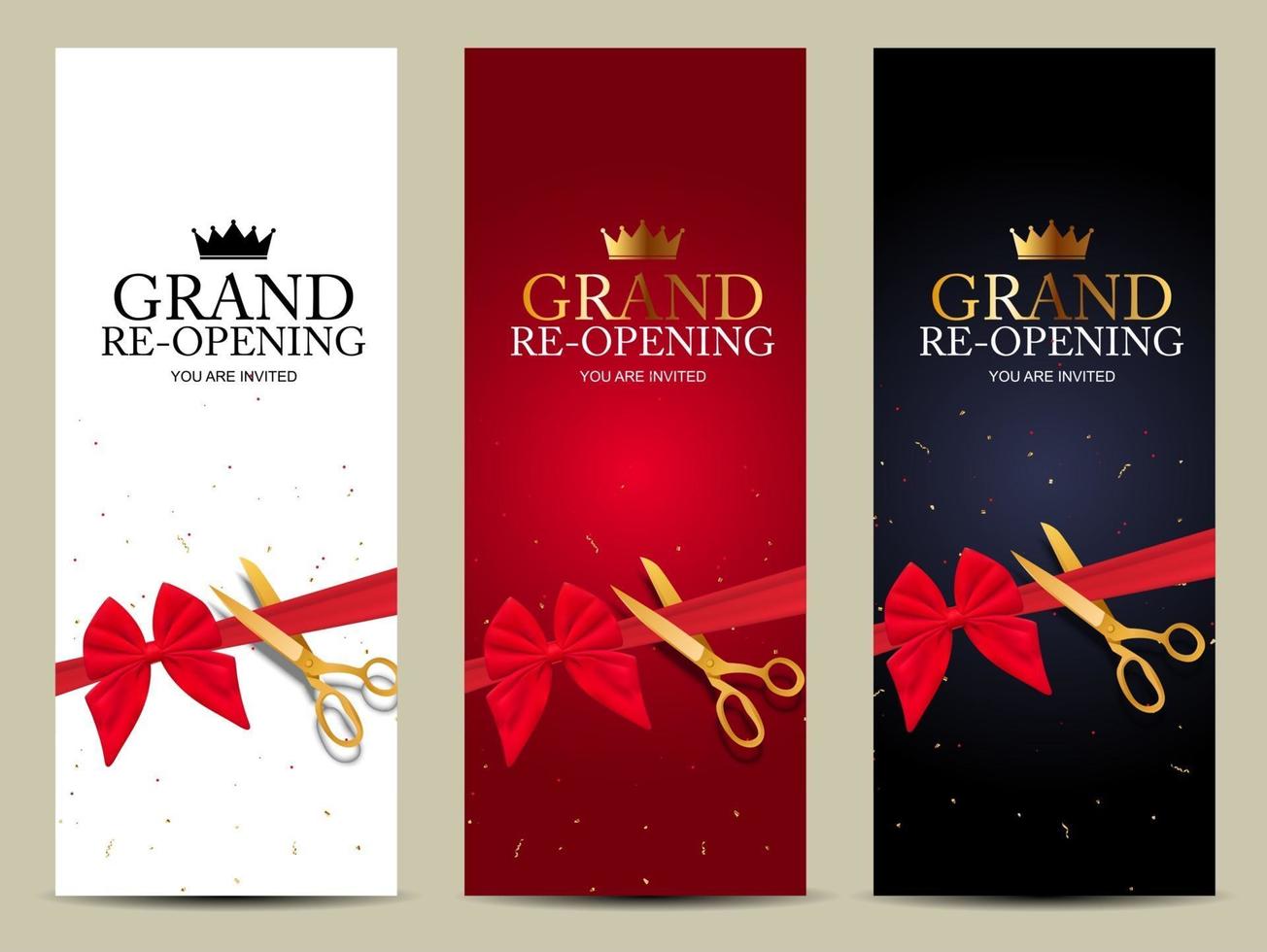 Grand RE-Opening Card Business Poster Background. vector