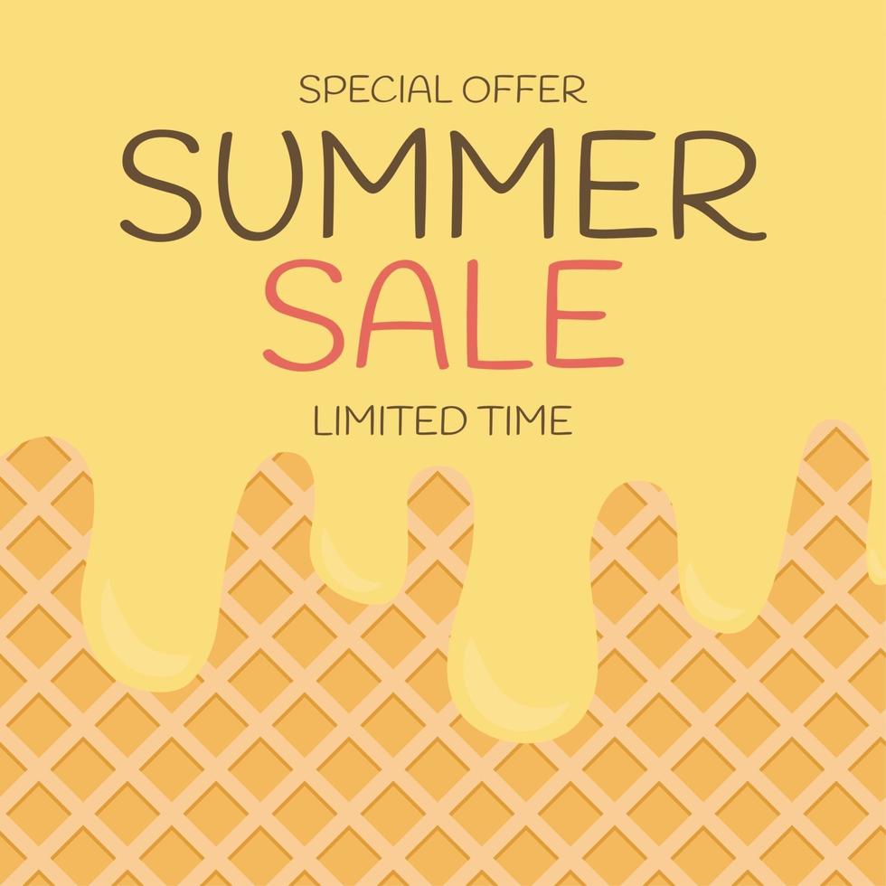 Wafer texture Ice cream summer sale backgroun vector
