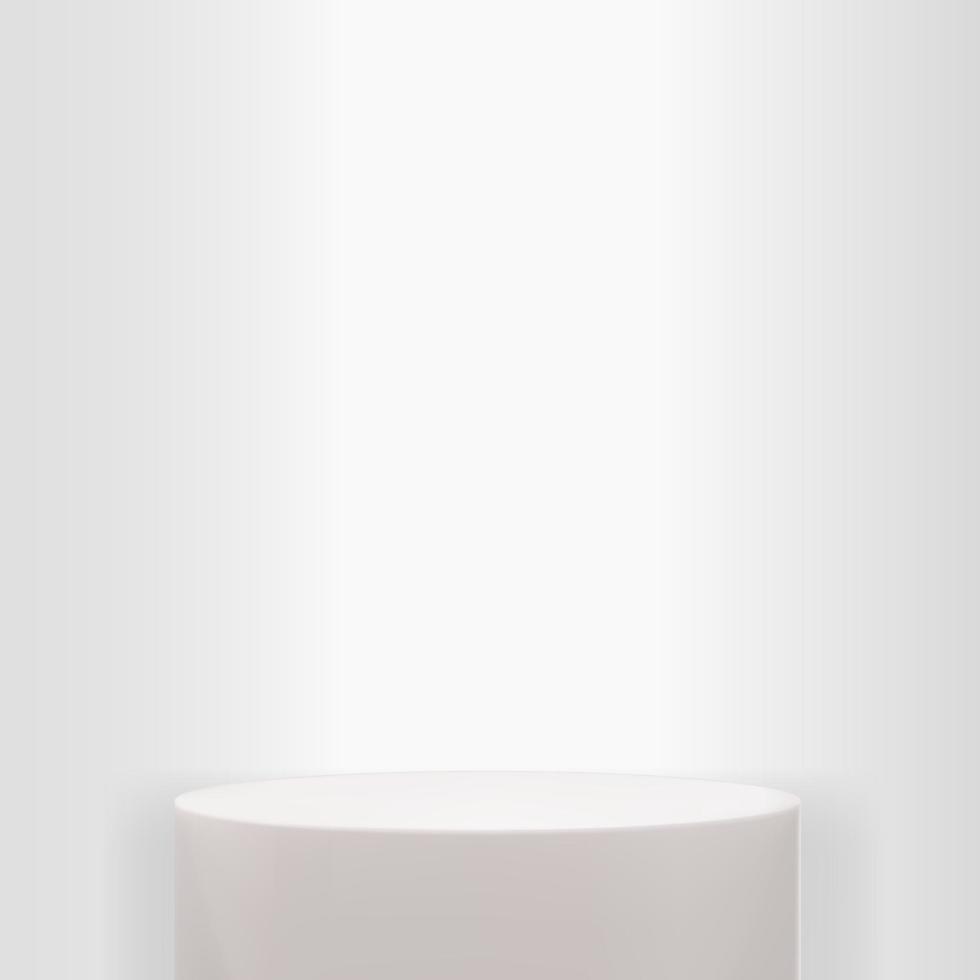 Realistic 3d museum podium with spotlight. Blank product pedestal template vector