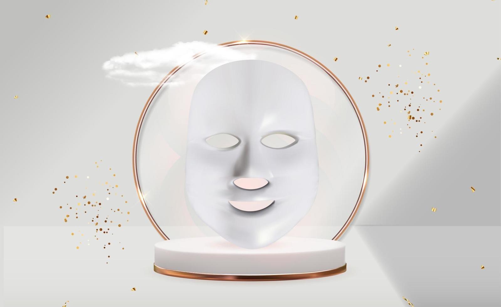 Led cosmetic face mask and cream bottle. Anti aging gadget for home care vector