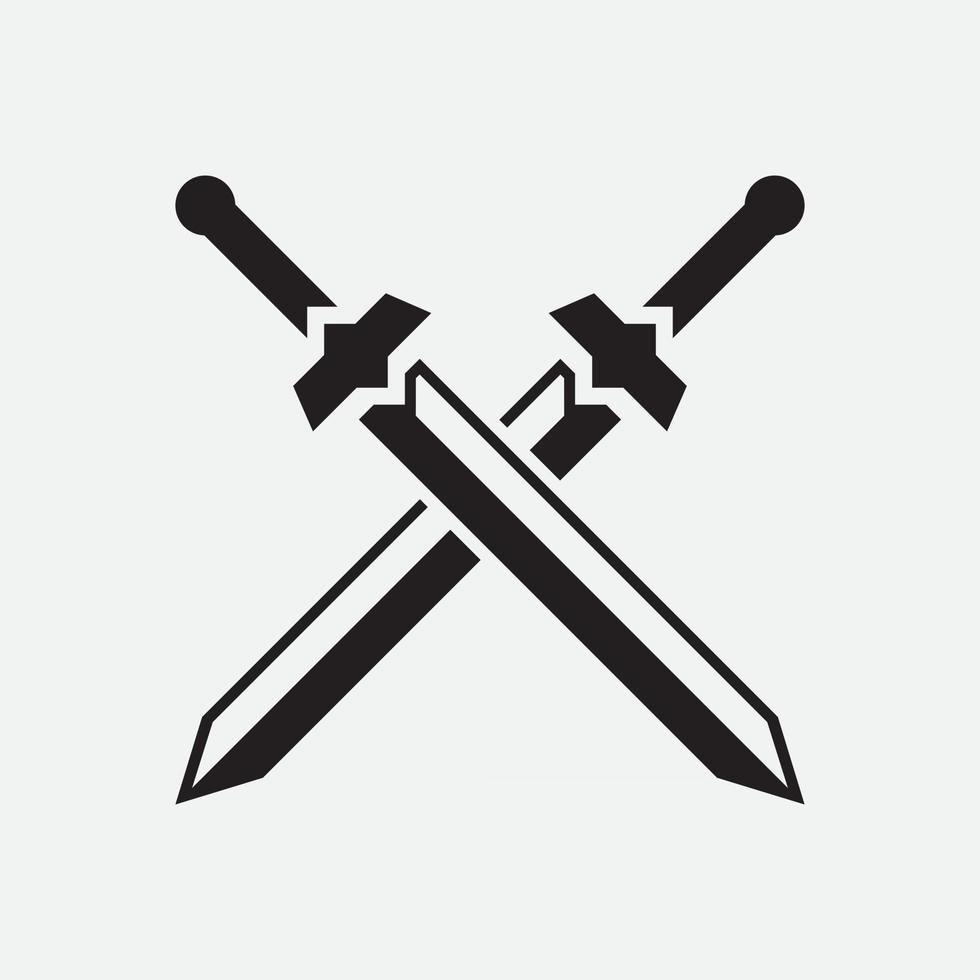 Two crossed swords icon gray monochrome Royalty Free Vector