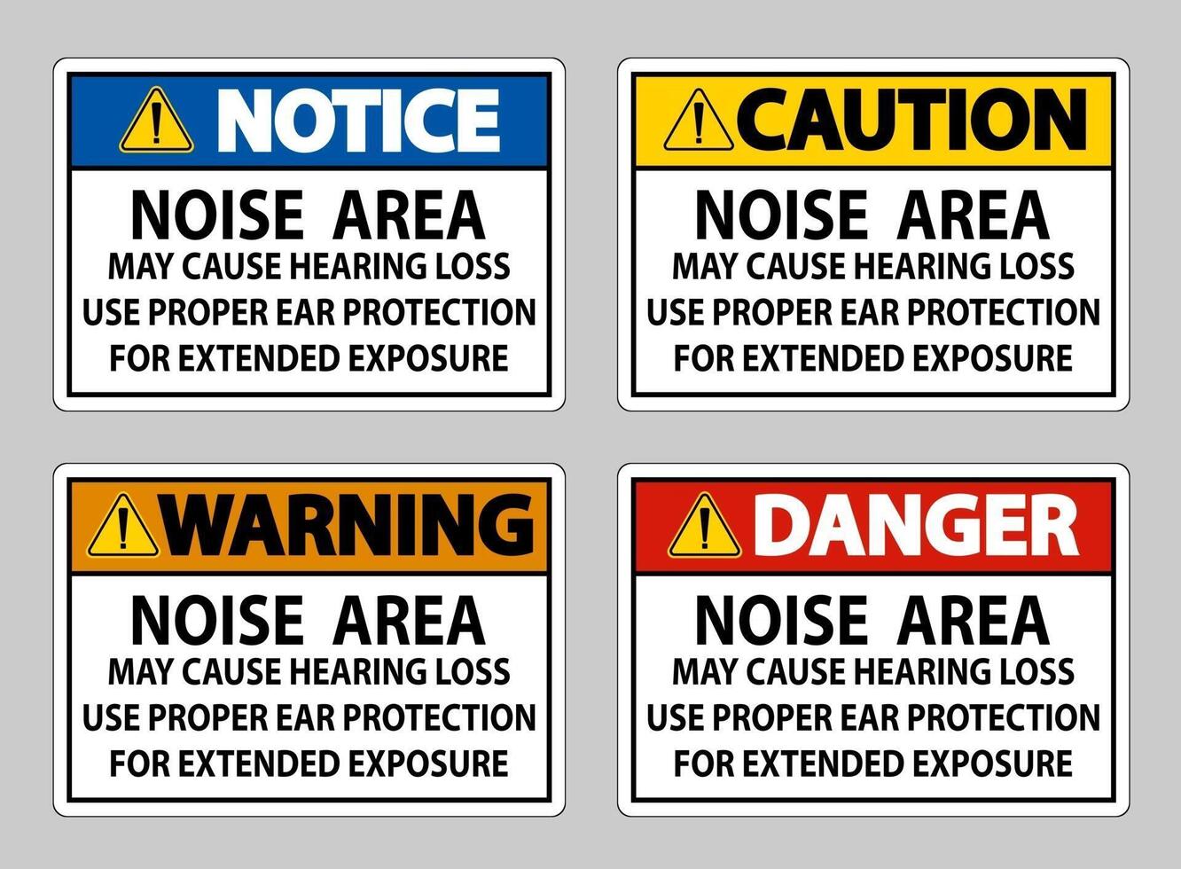 Noise Area May Cause Hearing Loss, Use Proper Ear Protection For Extended Exposure vector