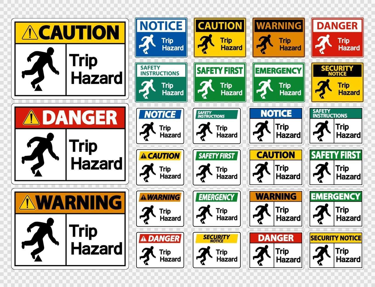 Set Trip Hazard Symbol Sign on transparent background vector