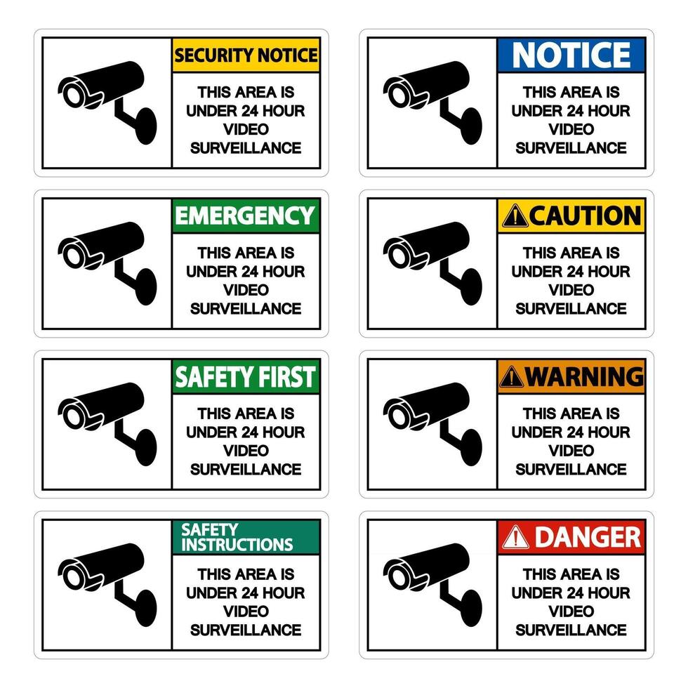 This Area is Under 24 Hour Video Surveillance Sign on white background vector