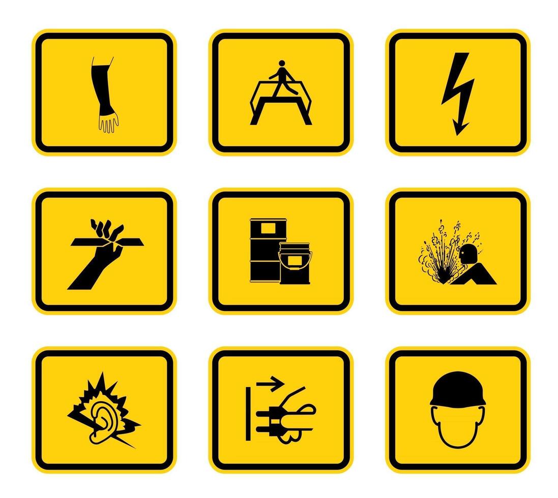 Warning Hazard Symbols labels Sign Isolated on White Background,Vector Illustration vector