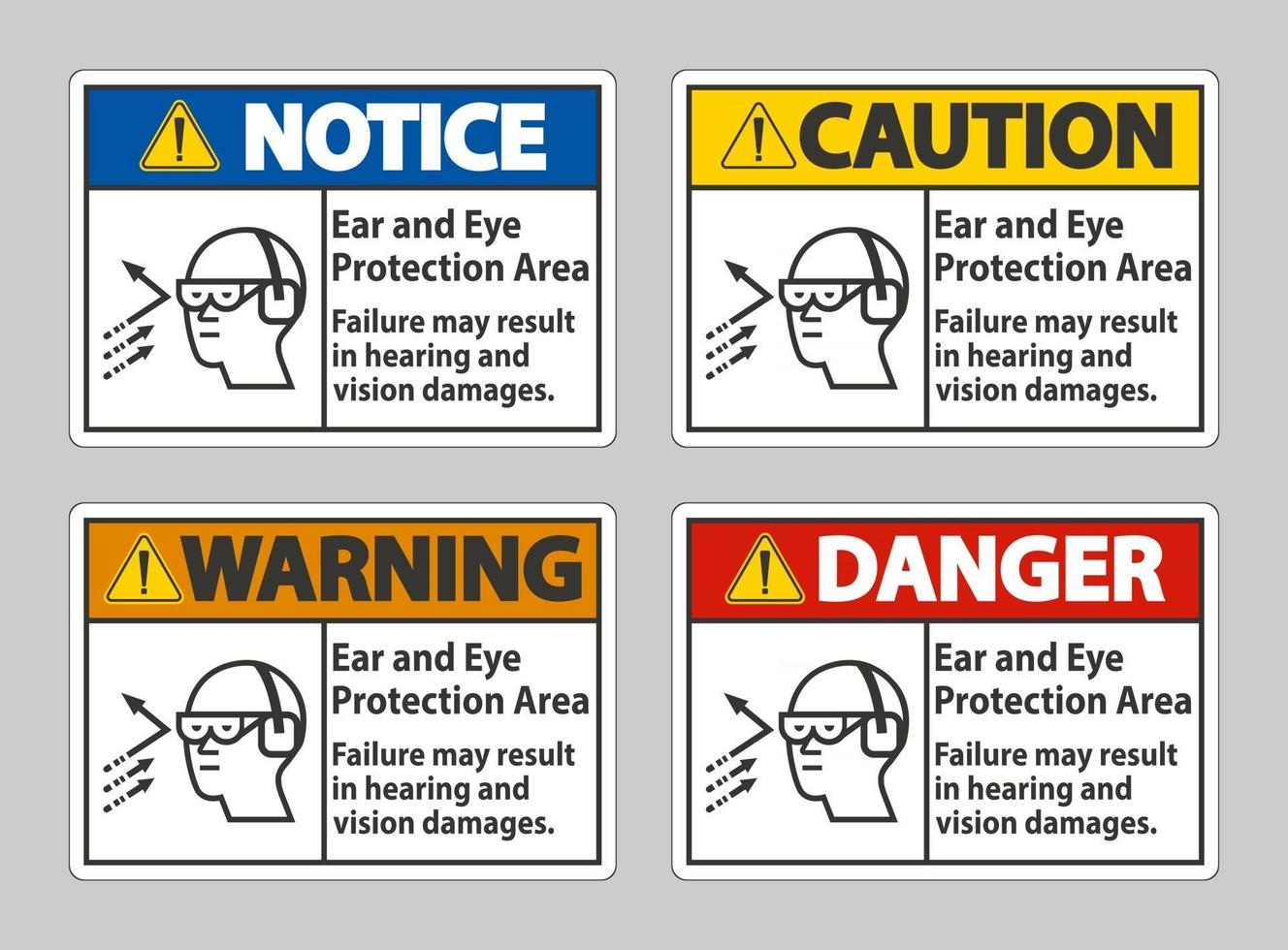 Ear And Eye Protection Area, Failure May Result In Hearing And Vision Damages vector