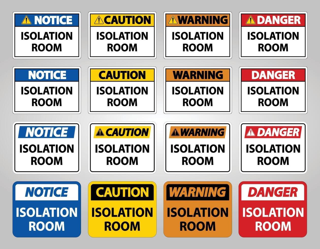 Set Isolation room Sign Isolate On White Background,Vector Illustration EPS.10 vector