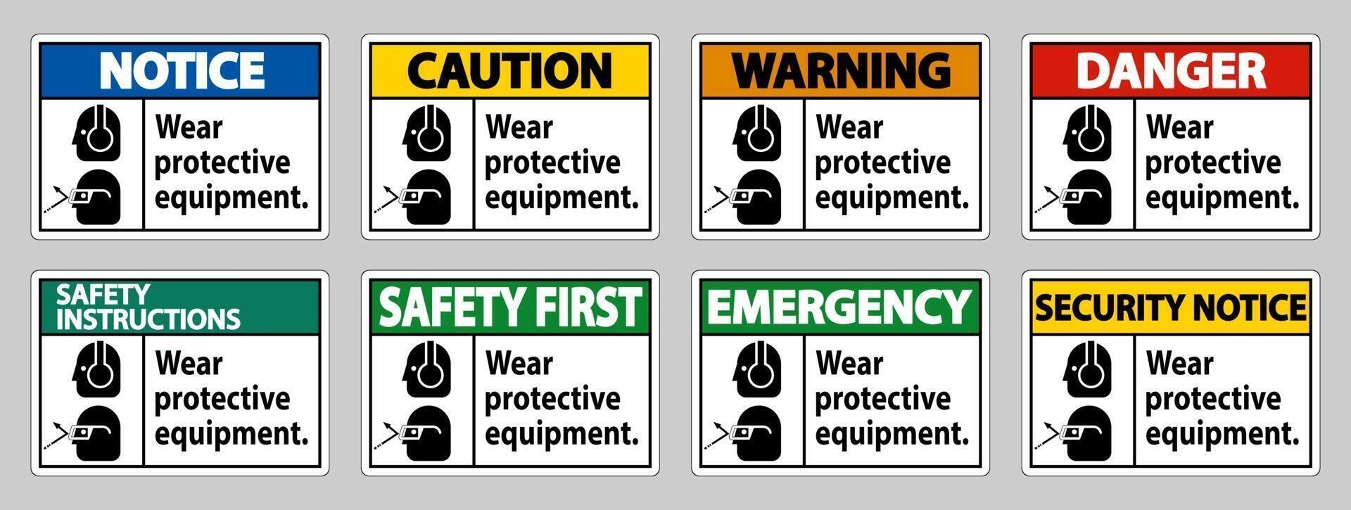 Wear Protective Equipment with goggles and glasses graphics vector