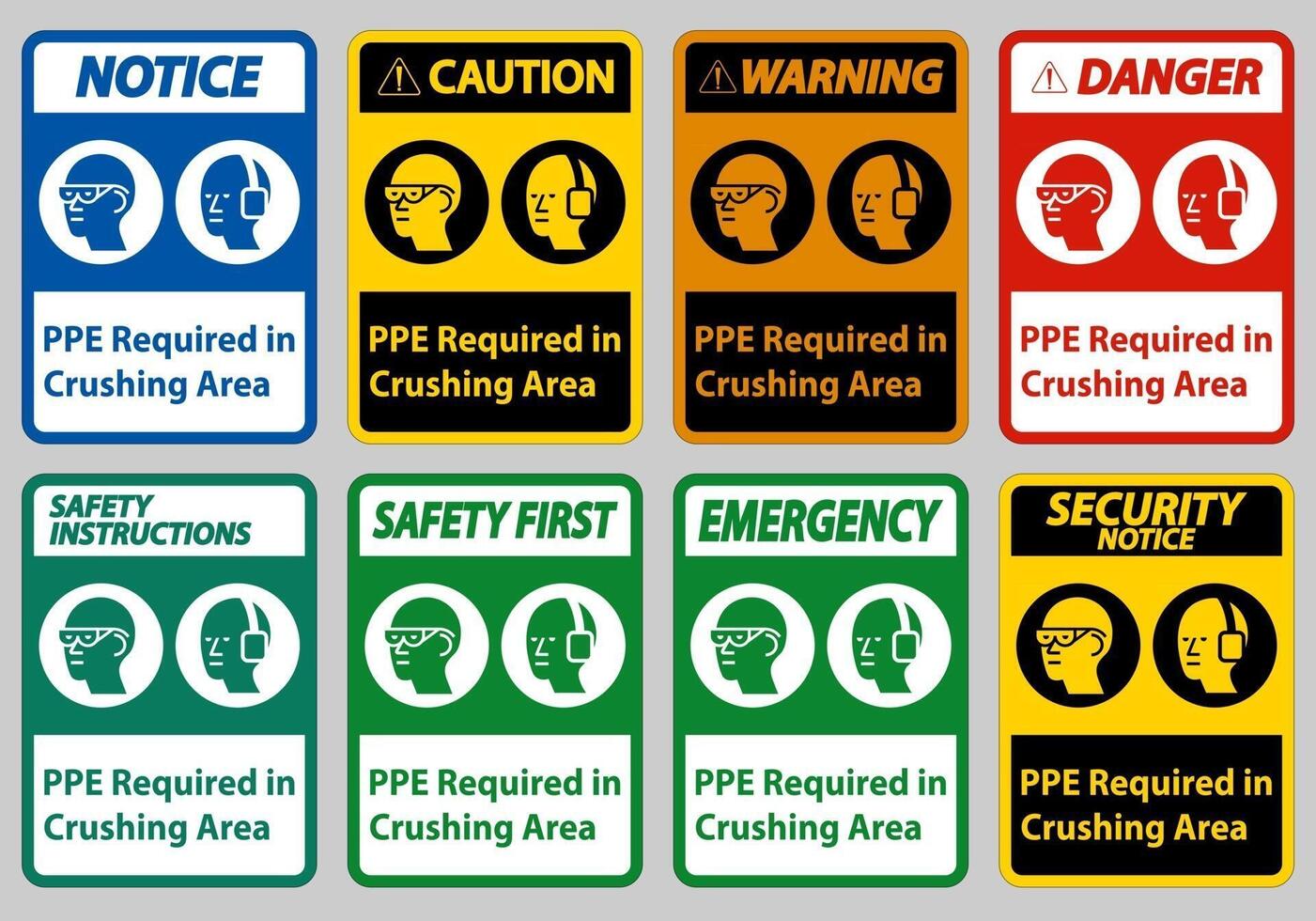 Sign PPE Required In Crushing Area Isolate on White Background vector