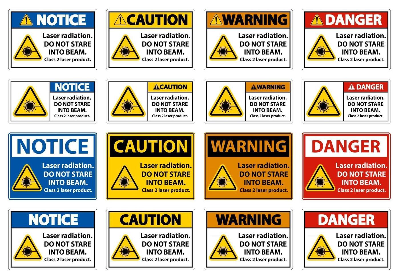 Laser radiation,do not stare into beam,class 2 laser product Sign on white background vector