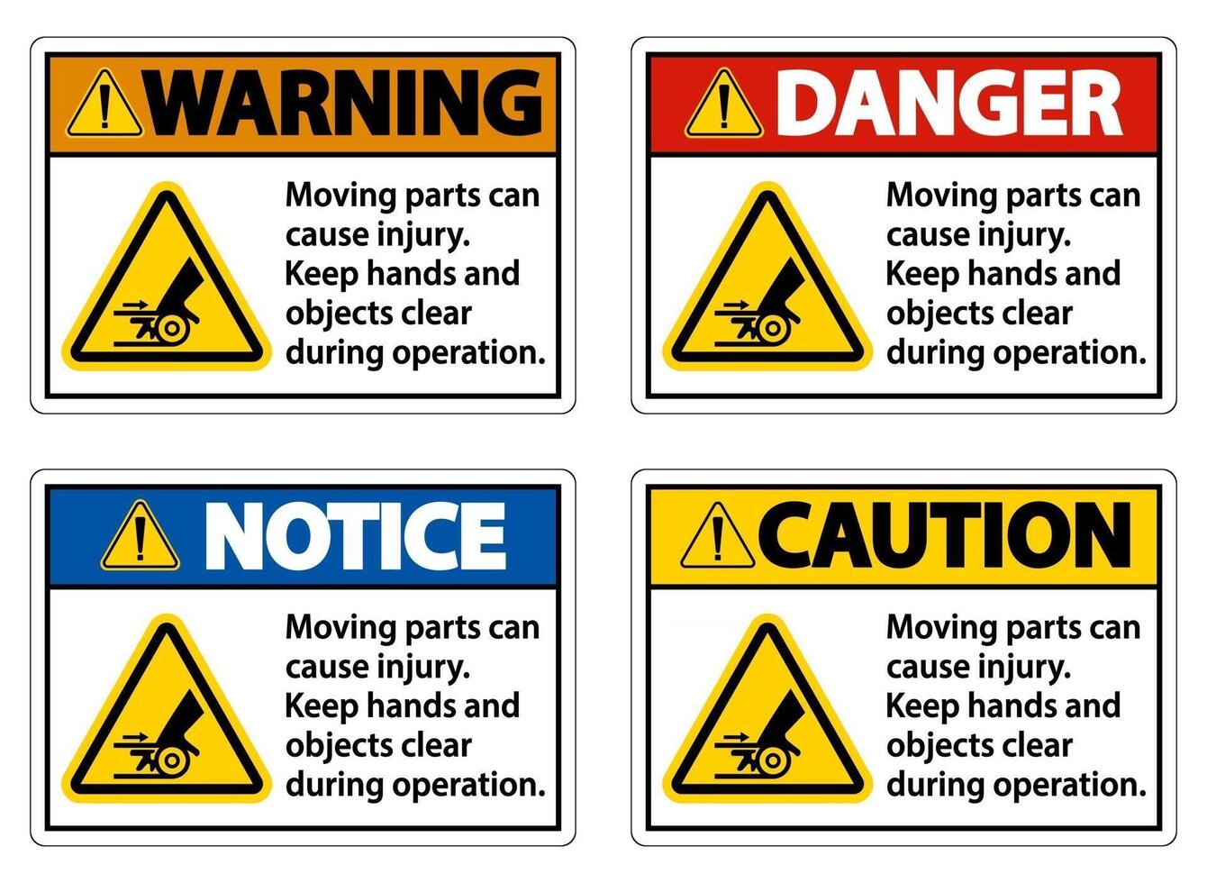 Moving parts can cause injury sign on white background vector