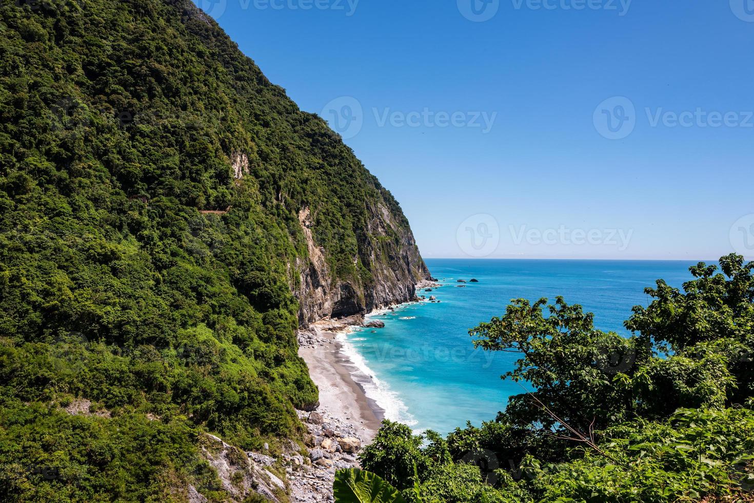 View at the Hualien coastline near Taroko Gorge National Park in Taiwan photo