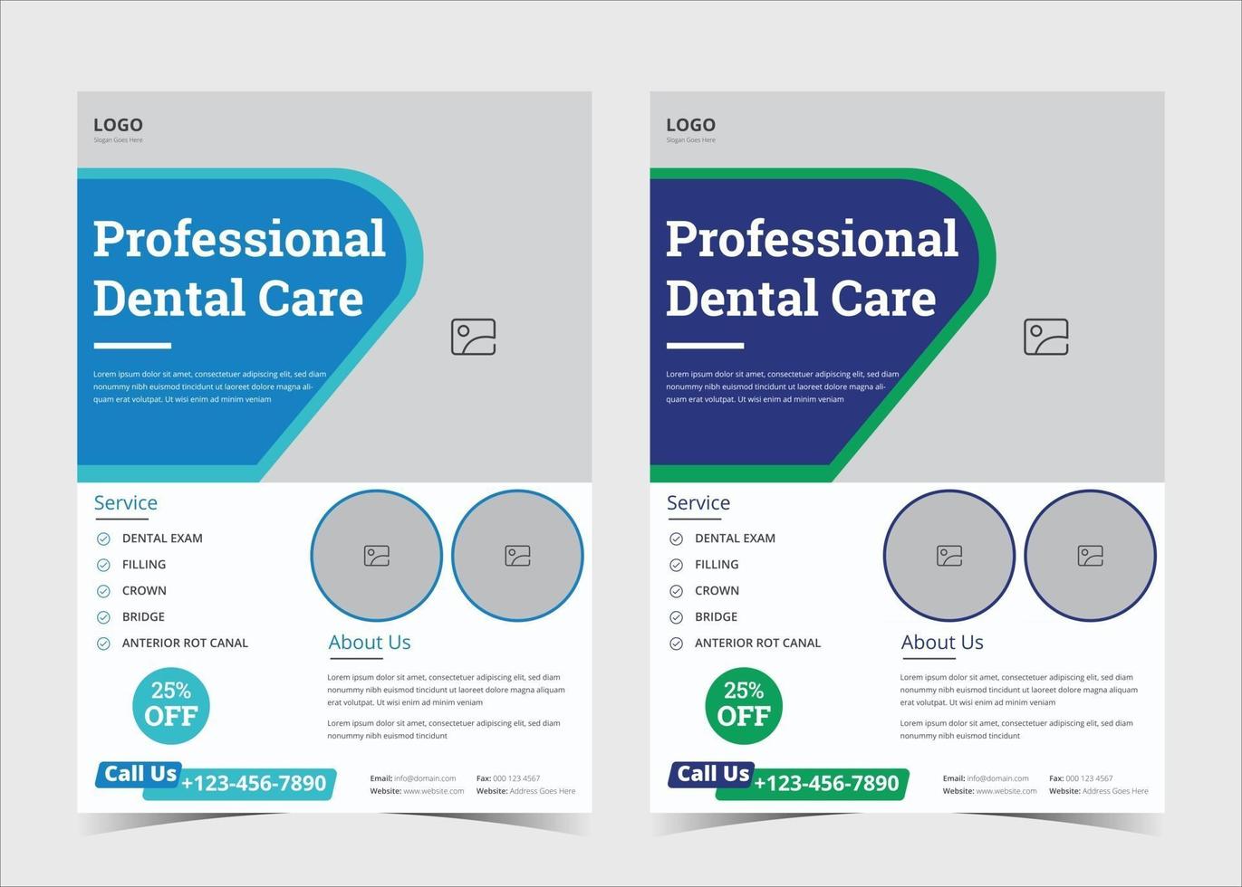 Dentist flyer poster template. Dental care flyer design. Medical service flyer template. Dental service promotional flyer poster template vector