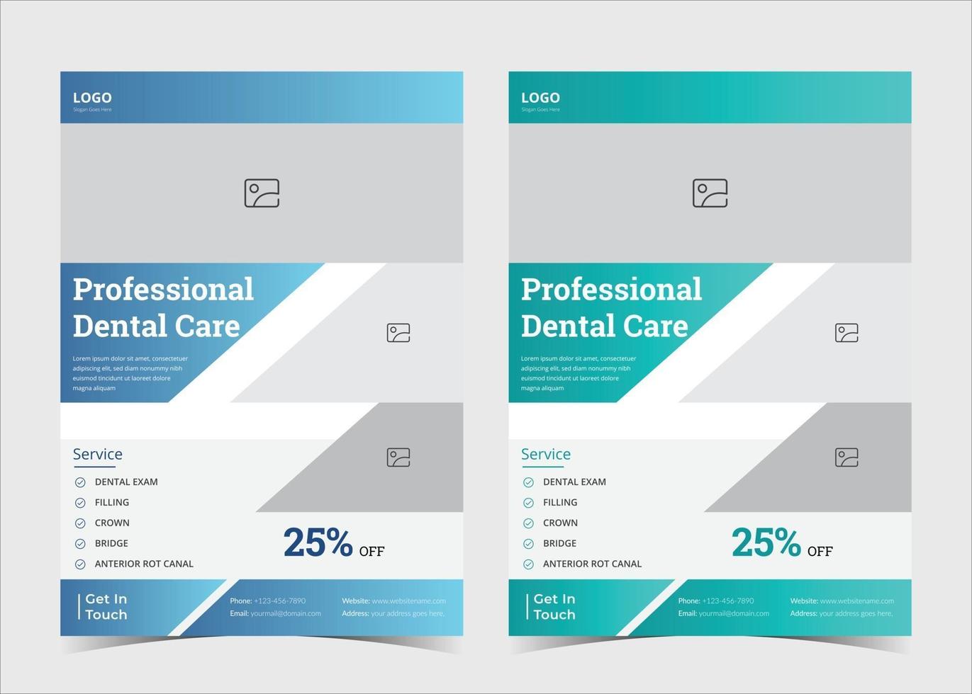Dentist flyer poster template. Dental care flyer design. Medical service flyer template. Dental service promotional flyer poster template vector