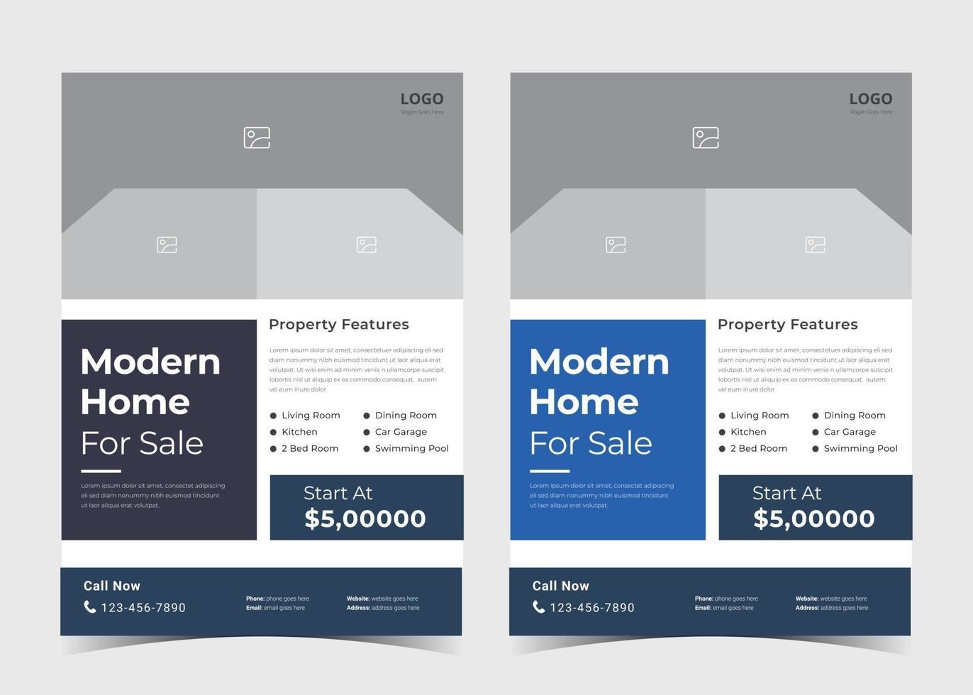 Real estate flyer design. Real estate Property flyer ideas. House Sale poster template. House for sale leaflet poster vector