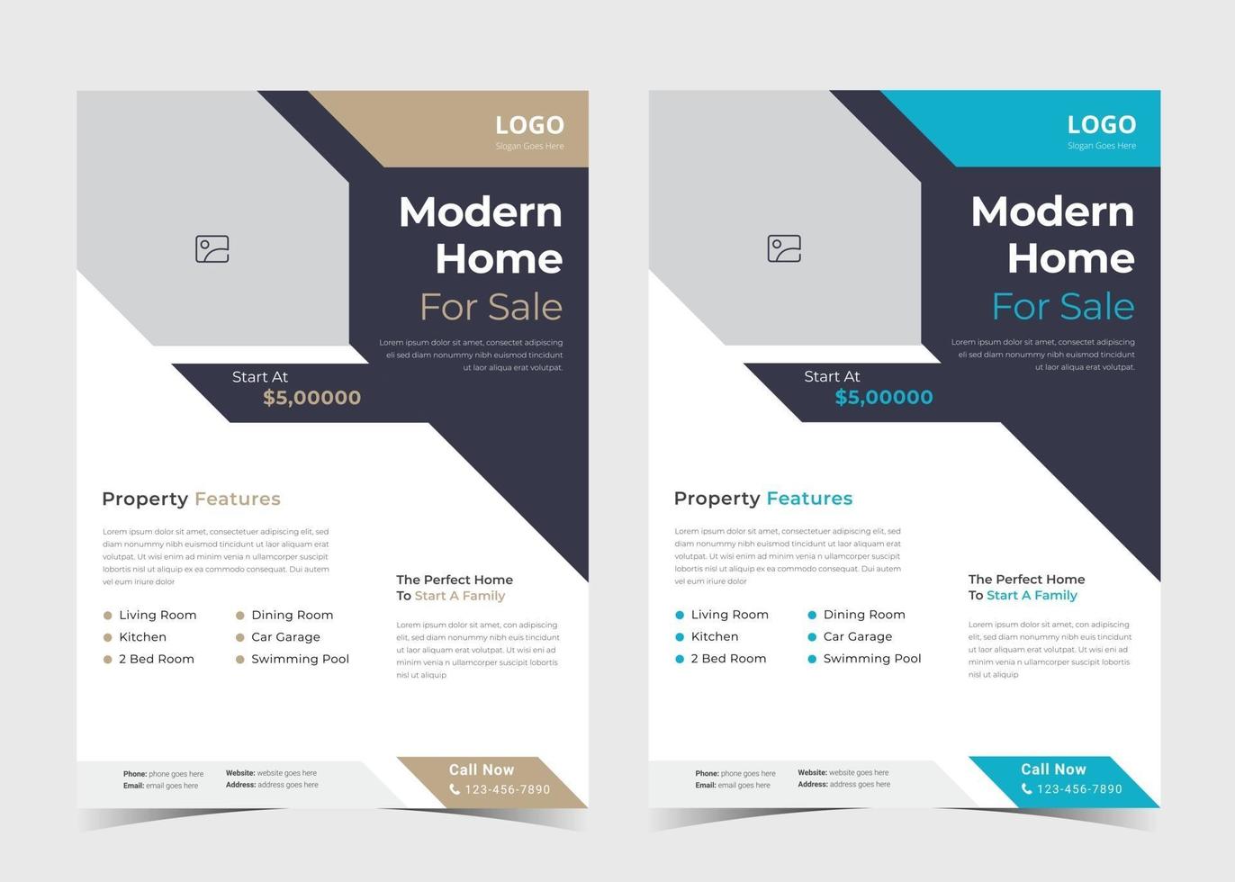 Real estate flyer design. Real estate Property flyer ideas. House Sale poster template. House for sale leaflet poster vector