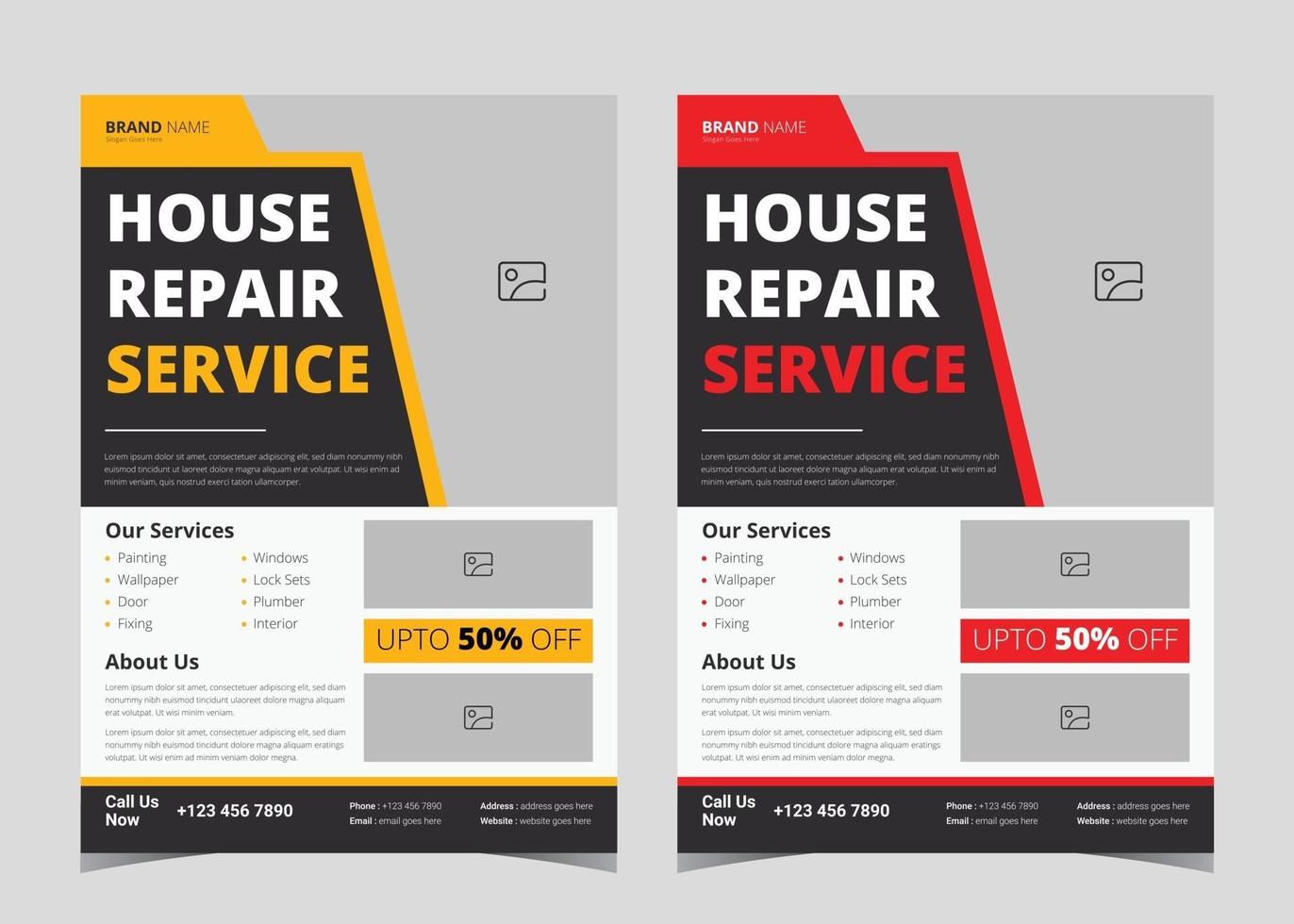 Handyman flyer template. Handyman service flyer ideas. House repair service leaflet template. Handyman house repair service poster design example vector