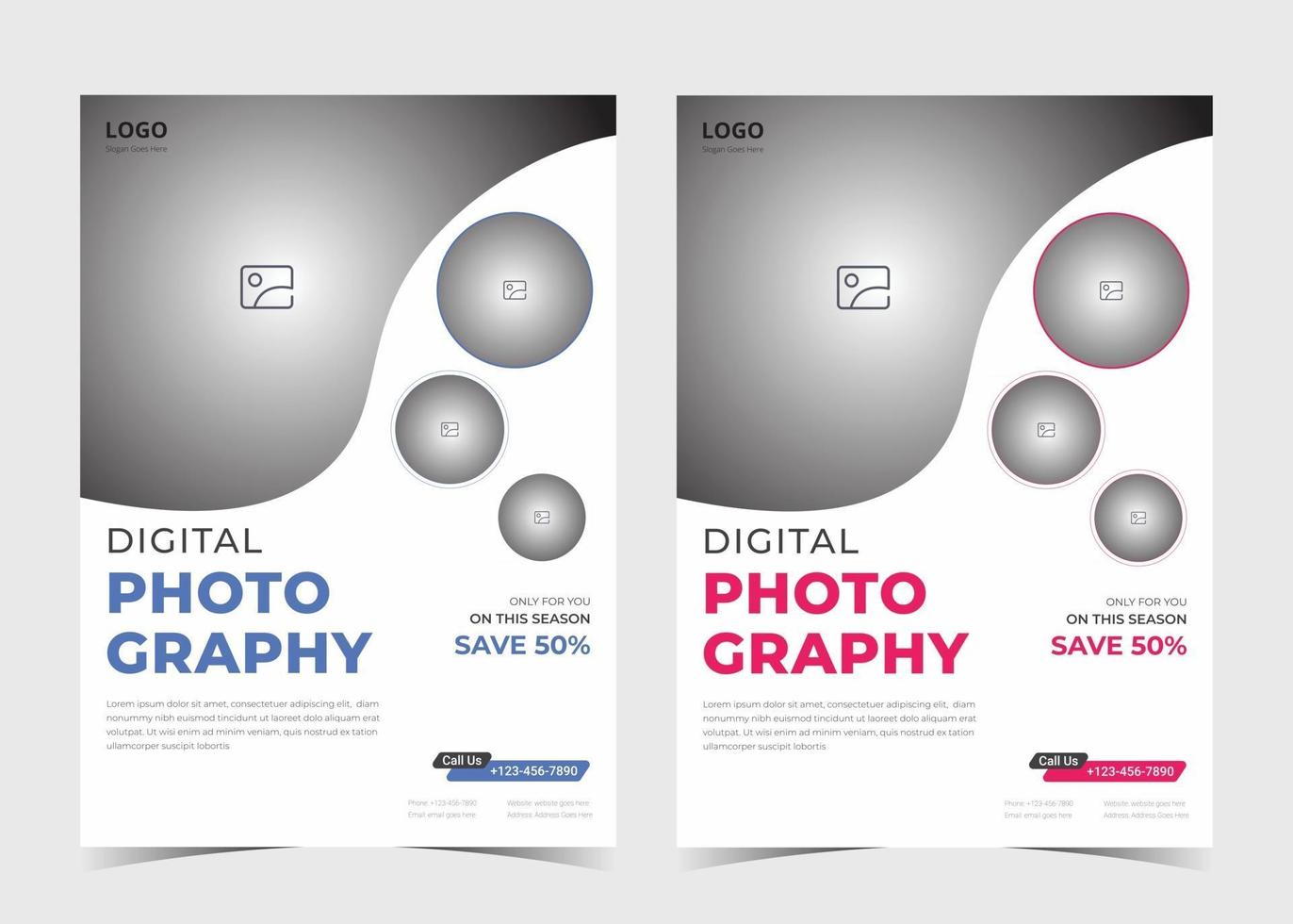 Photography services flyer. Creative studio leaflet. Digital photography flyer. Professional photographer service poster template vector