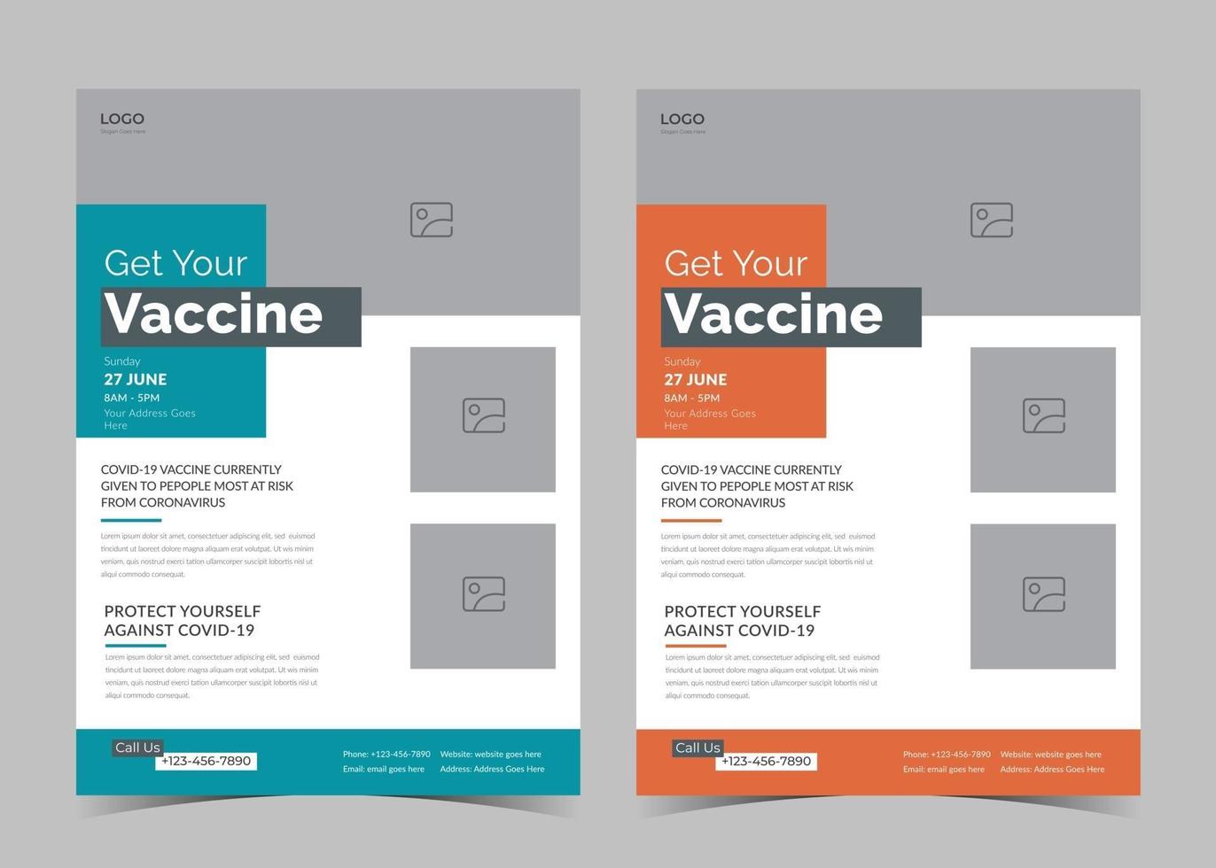 plantilla de volante de vacunación. folleto de la clínica de vacunación. plantilla de folleto de vacuna. folleto de vacunación covid vector