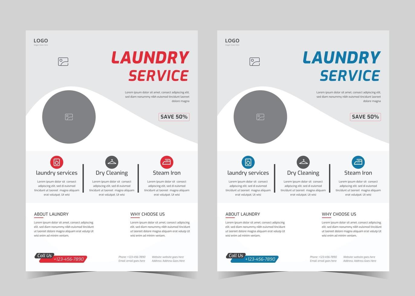 Laundry service flyer template. Creative laundry service poster. Laundry cleaning service leaflet template vector