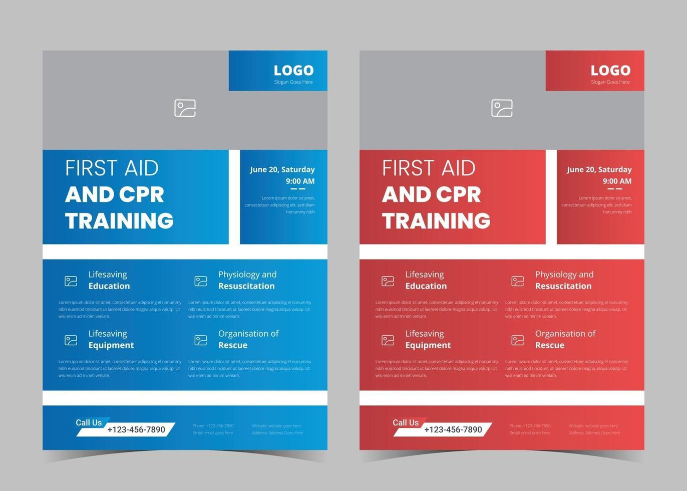 First aid and crp training flyer template. First aid training service
