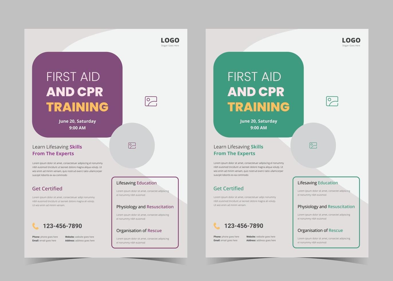 First aid and crp training flyer template. First aid training service