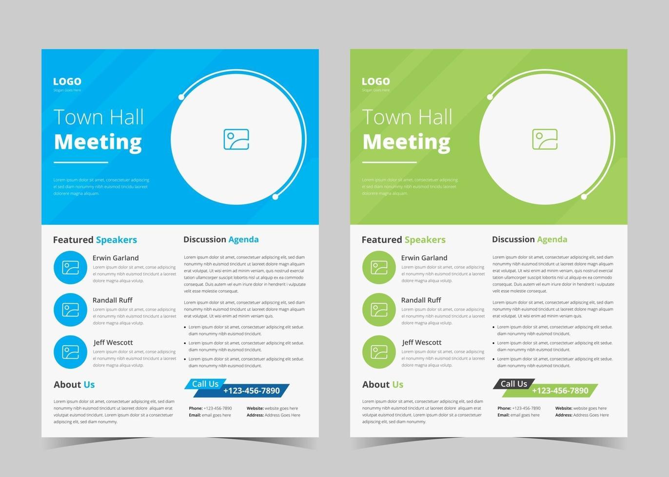 Town hall meeting flyer template. Town hall meeting flyer samples. Conference poster leaflet design vector