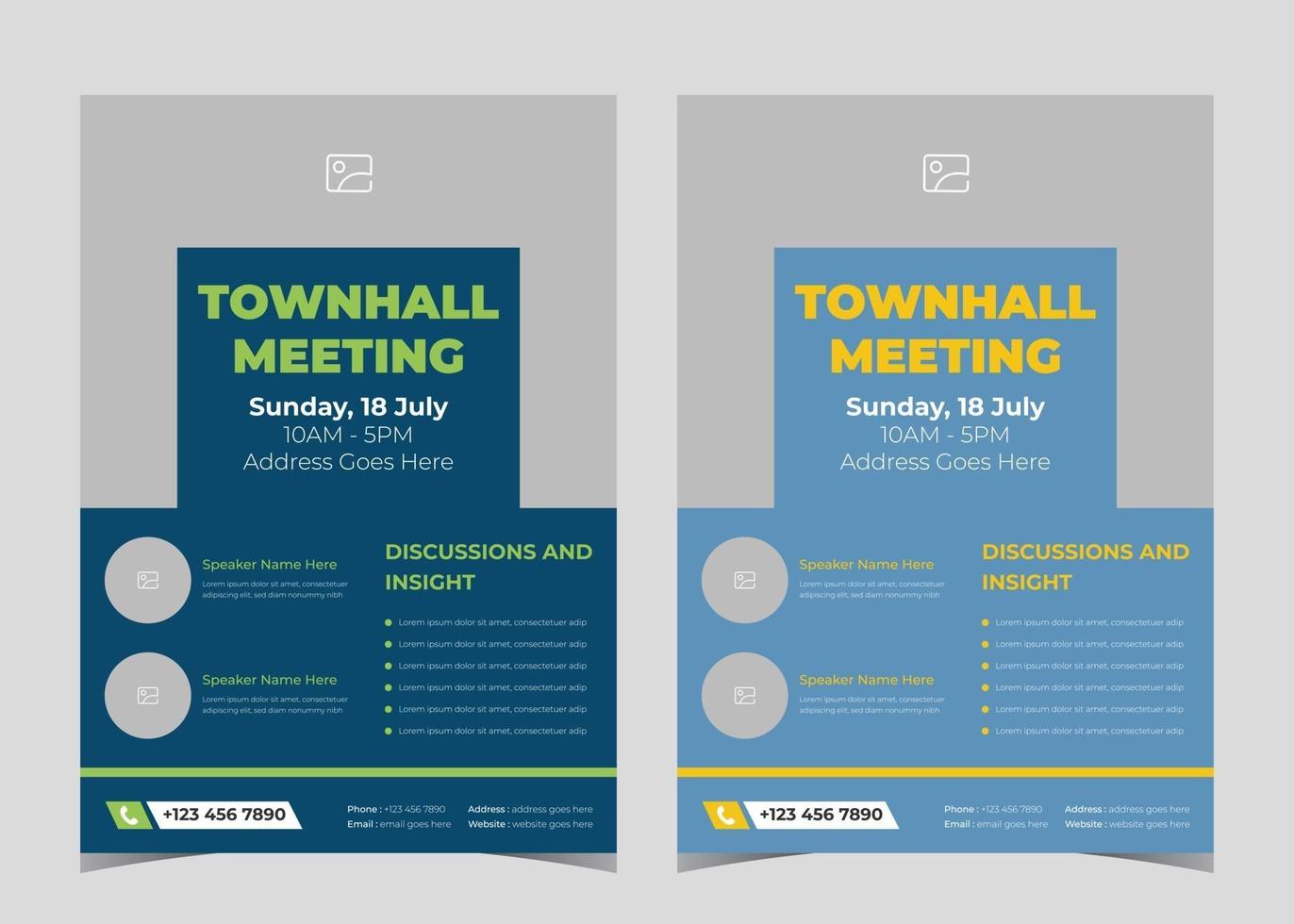 Town hall meeting flyer template. Town hall meeting flyer samples. Conference poster leaflet design vector