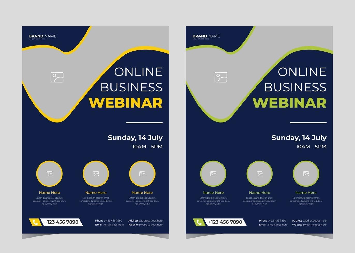 Webinar flyer template. Webinar flyer template examples. Conference poster leaflet template ideas. Online conference poster design vector