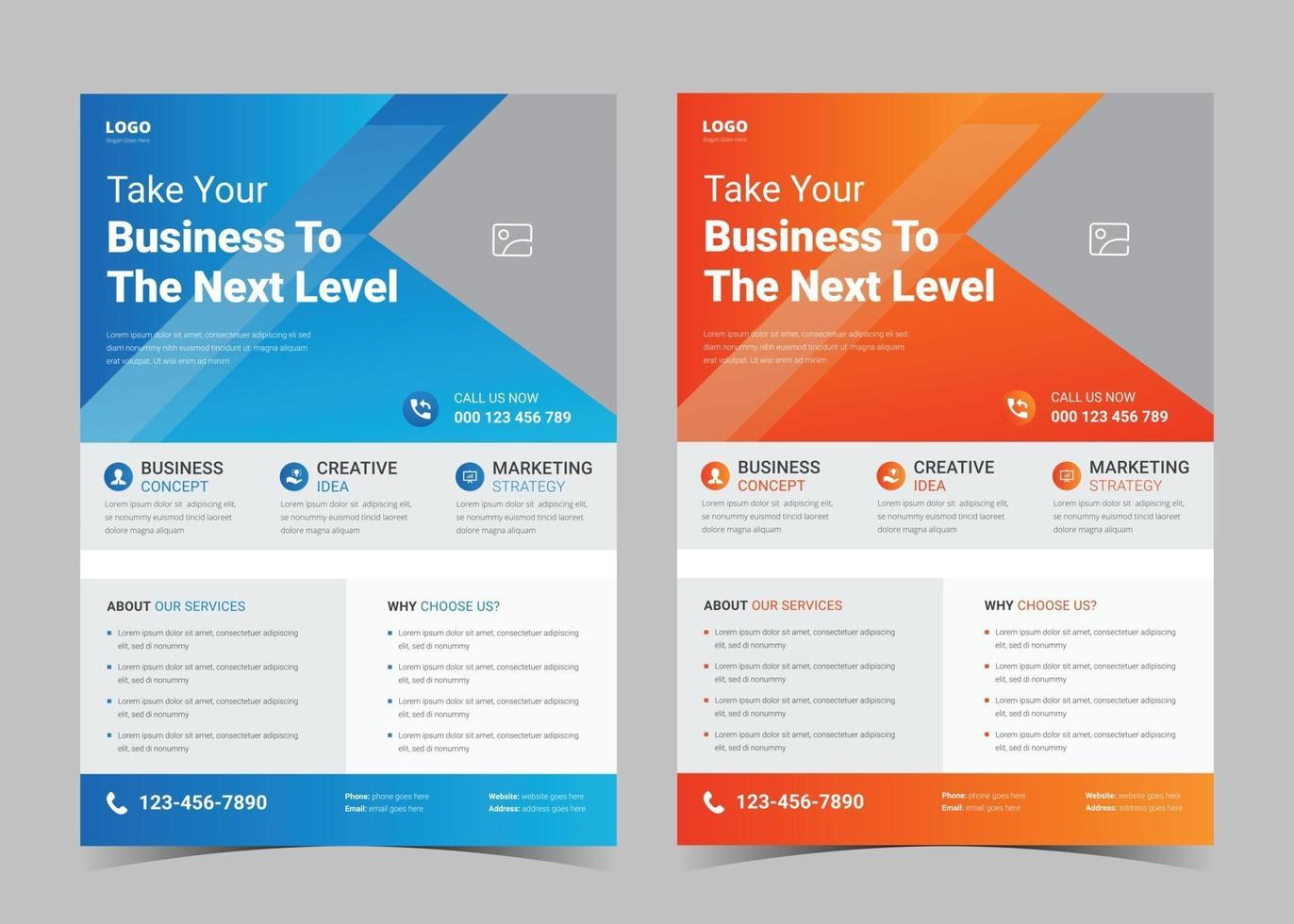 Digital marketing flyer design. Digital marketing flyer example. Creative studio leaflet poster template. Creative agency poster design vector